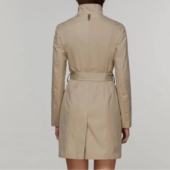 Mackage Estela Belted Trench Coat W/ Contrast Zippers In Sand - Picture 3 of 15